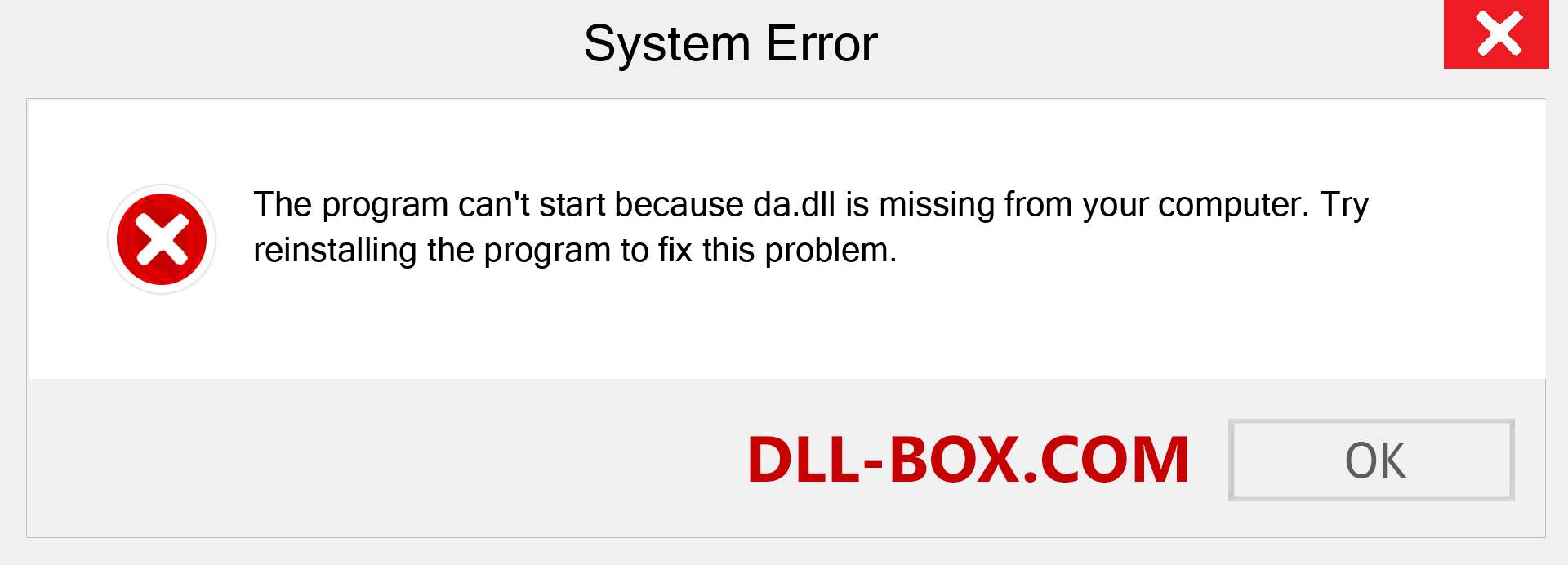  da.dll file is missing?. Download for Windows 7, 8, 10 - Fix  da dll Missing Error on Windows, photos, images